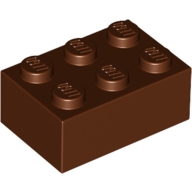 Lego kostka (kostička) 2x3, červeno hnědá (4216668)